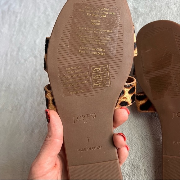 J. Crew Factory Calf Hair Leopard Beachside Slip-On Slide Sandals Sz 7 - Picture 9 of 11